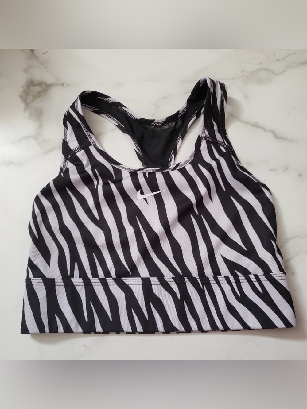 NIKE Icon Swoosh Zebra Print Sports Bra Size Medium Animal Medium Support